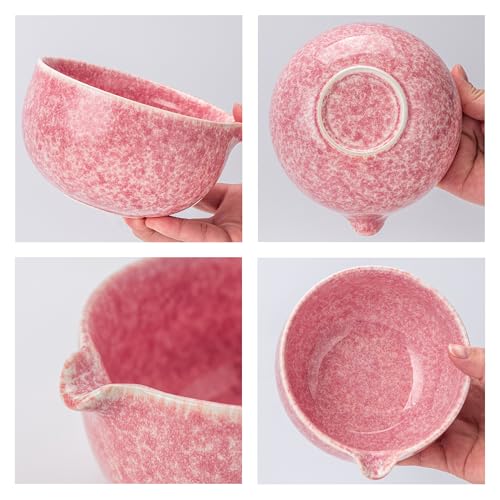 TEANAGOO Matcha Set mit Ausgießer, Frostrosa, Keramikschale, Bambusbesen – Ansicht 4