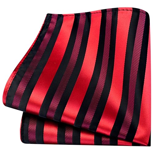 Image of GUSLESON 3.15 inch（8cm） Mens Stripe Tie and Lapel Pin Necktie Hankerchief Cufflinks Set for Men