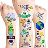 Vikaparkmaz Space Temporary Tattoos - Astronaut Temporary Tattoos Alien Planet Sun Mars Earth Birthday Deorations Party Favors Gift Idea Holiday Festival Party Supplies