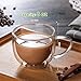 Double Walled Glass Coffee Mugs Set of 2, 8 oz Hand Blown Insulated mugs with Handle, Clear Coffee Mugs for Cappuccino, Latte, Espresso, Americano, Tea Bag, Beverage Glasses Heat Resistant Coffee Cups