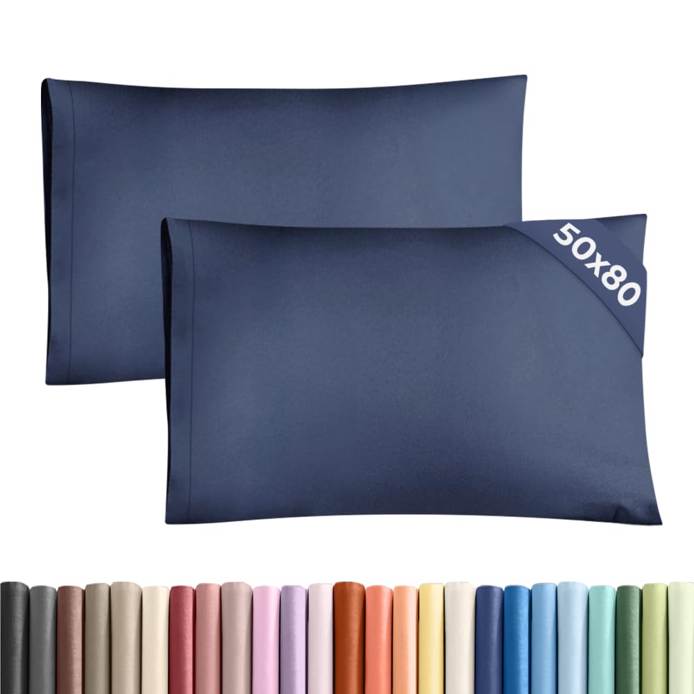 Federa 50x80 Blu marino - Set da 2 - Federe in Microfibra di Alta Qualità - Morbide, Confortevoli e Lavabili in Lavatrice - Federa 50x80 per Cuscini, Set 2 Federe Blu marino - OEKO-TEX Certificato