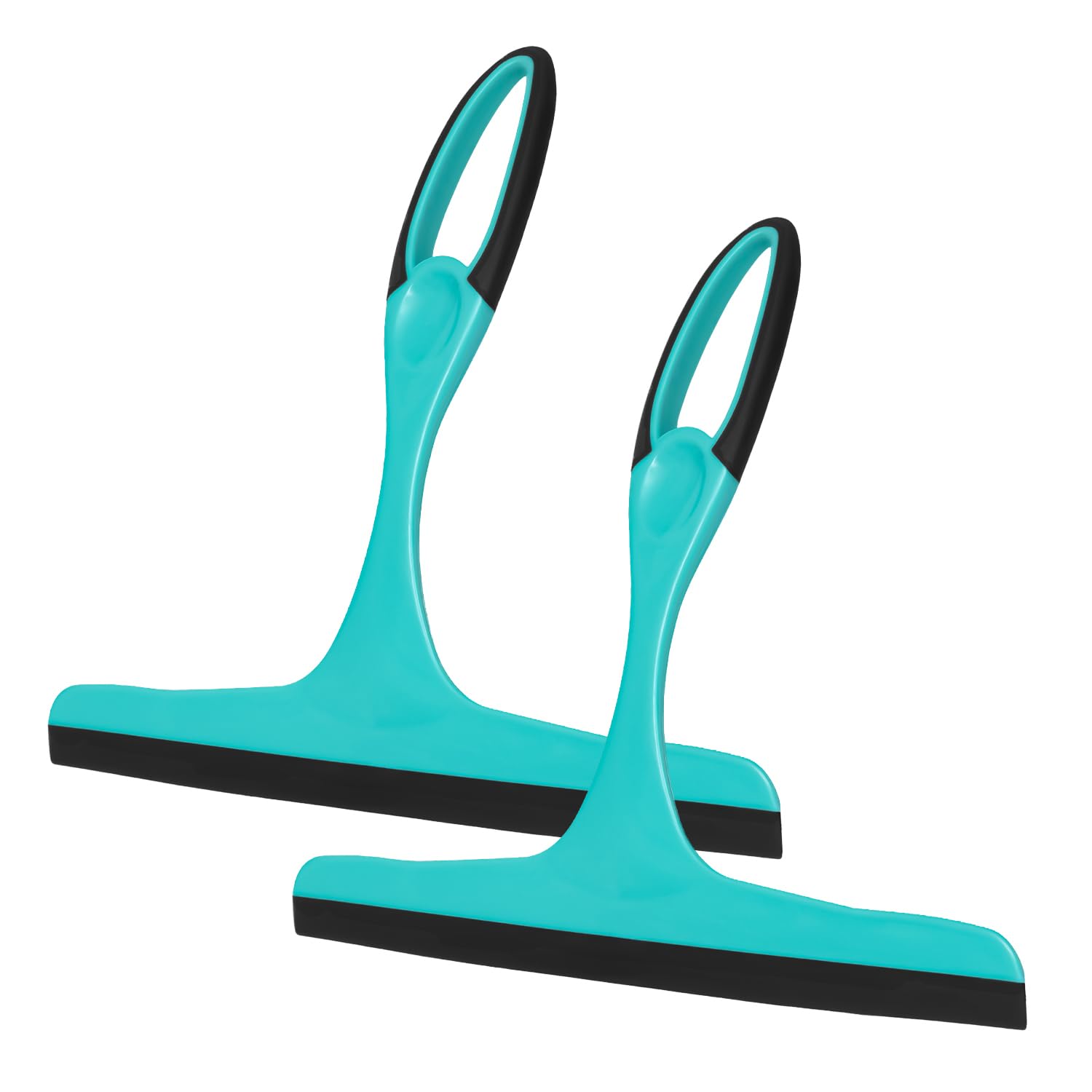 Flatro Turquoise Window Squeegee Shower Cleaner Scraper (Pack Of 2) | Handheld Shower, Car Windows Squeegee Glass Cleaning (Grey/Turquoise) With Rubber Blade | Window Squeegees For Mirrors & Tiles