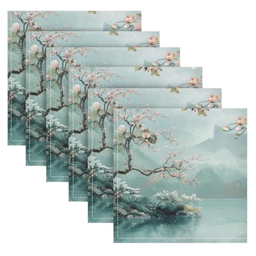Servilletas de tela Qilmy Cherry Blossoms 20x20 in x4 miniatura 6