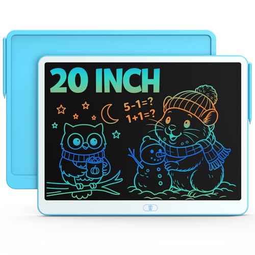 Image of Bravokids 20 Inch LCD Writing Tablet for 3-8 Year Olds - Electronic Drawing Pad and Doodle Board as Educational Birthday Gifts for Girls and Boys (Blue)