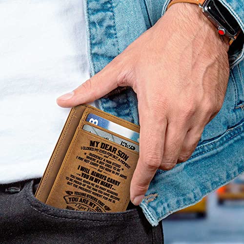 Doptika Fathers Day Birthday Gifts For Son From Mom, Wallet For Son From Mom, Engraved Front Pocket Wallets For Men, Rfid Slim Wallet For Men, Card Holder, Mens Wallet, Men Birthday Gift Ideas #TOP2