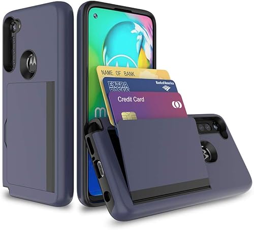 Miniatura 8 de Moto G8 Power - Funda con tarjetero y ranura para tarjeta de crédito, funda protectora tipo cartera para Motorola (rosa)