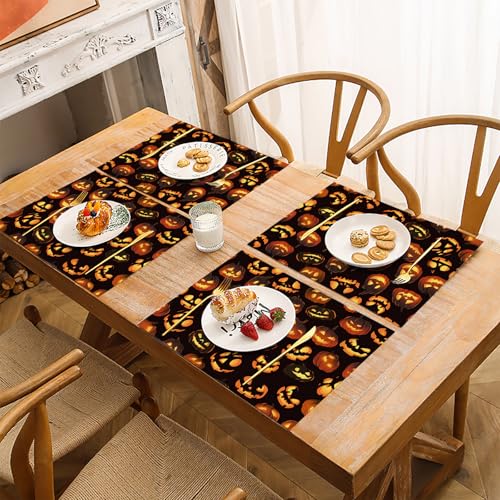 Sets de table d'Halloween orange lot de 6 lavables 30x45 cm - 5