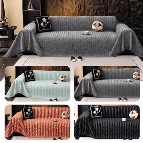 Couverture de canapé en chenille rayée pour un salon chaleureux