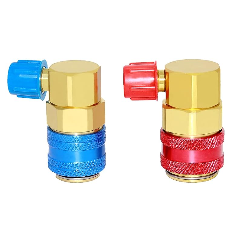 Kit de Adaptadores Acopladores Rápidos Angulares para Ar-Condicionado R134a 1/4 SAE, Alta e Baixa Pressão, Joywayus
