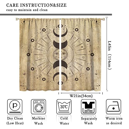 Kids Moon Stars Curtains Rod Pocket Gothic Galaxy Bedroom Decor Celestial Starry Witchy Mandala Diamond Teen Girls Women Living Room Window Drapes Fabric 2 Panels 42X45 Inch #TOP1