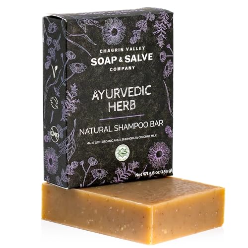 Chagrin Valley Soap & Salve Ayurvedic Organic Shampoo & Body Wash Soap Bar - Nurtures Dandruff & Dull Hair - Sulfate Free Shampoo - Sustainable, Vegan & Handmade – 5.6 oz Women & Mens Soap Bar