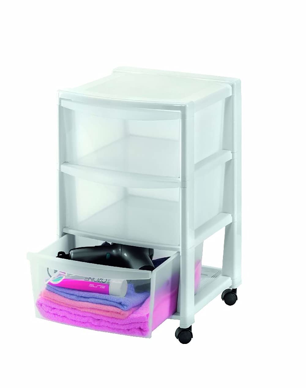 Stefanplast Commode Libre 3 tiroirs, Blanc, Dimensions extérieures 36 x 38 cm, intérieur 32 x 35 cm.