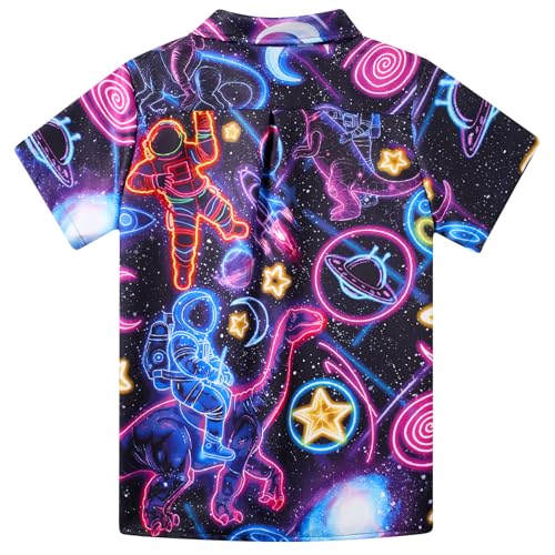 Image of uideazone Boys Hawaiian Shirts Novelty Printed Funky Short Sleeve Button Down Shirt Kids Aloha Luau Shirt 7-14T