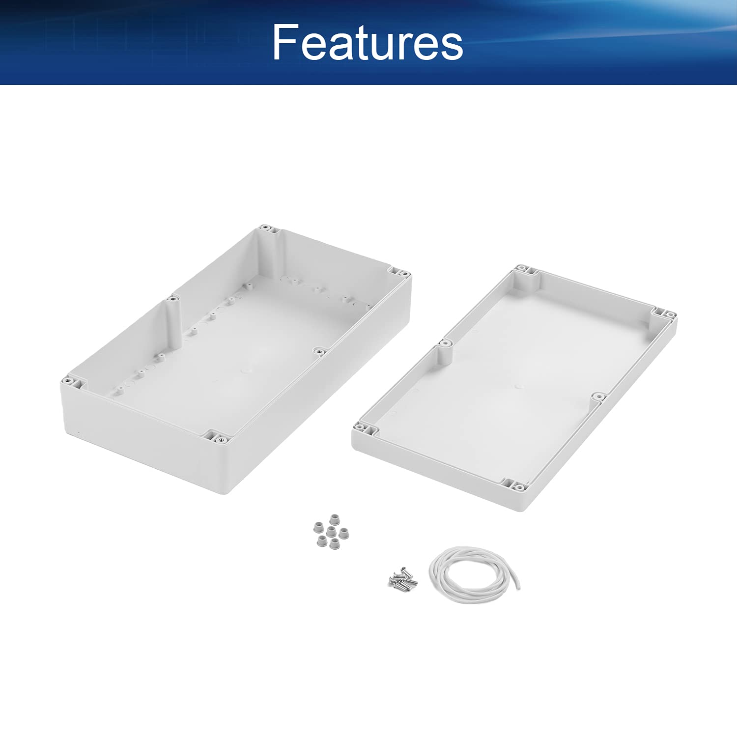 Heyiarbeit 14.37"x7.68"x3.39"(LxWxH) ABS Junction Box IP67 Electronics Universal Project Enclosure for DIY Project Electrical Equipment Gray White 1pcs