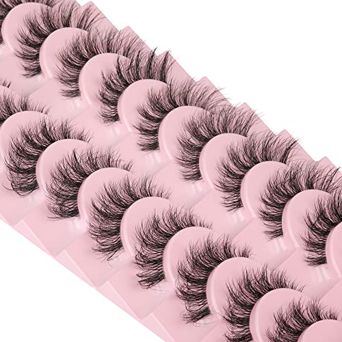 Fanxiton Mink Lashes With Clear Band Fluffy 15Mm 10 Pairs Cat-Eye Lashes Natural Look False Eyelashes Pack Wispy Eyelashes Curly 3D Faux Mink Eyelashes #TOP7