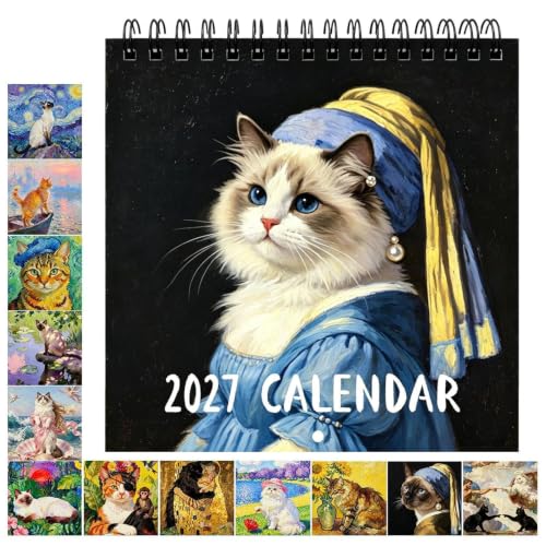 Calendario pared gatos 2027 planificador decorativo para el comedor y la sala de estar