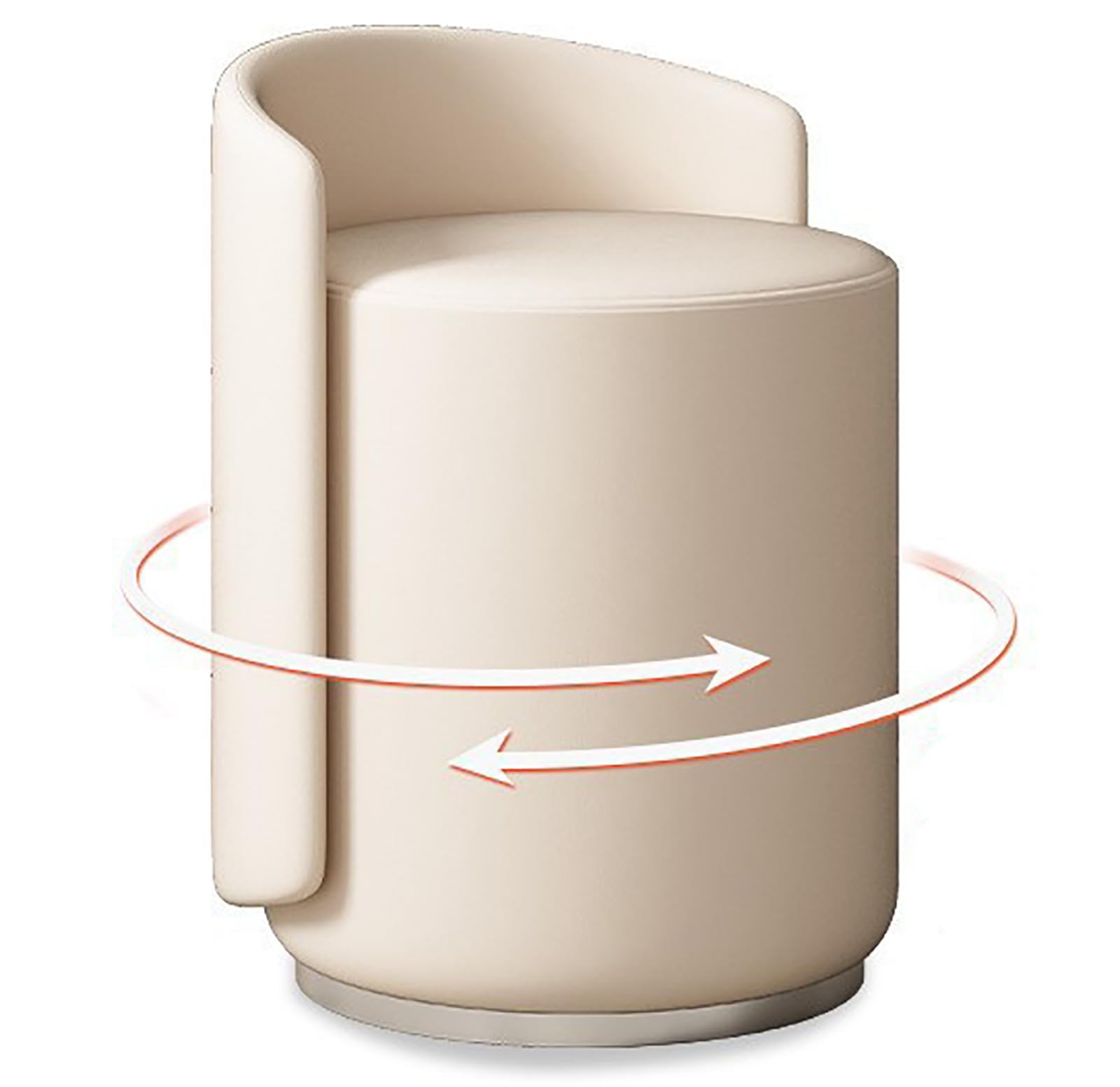 Silla giratoria 360 para tocador moderno blanca con respaldo bajo de dormitorio Ele 1