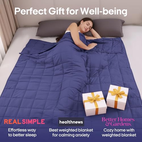 Image of ZonLi Weighted Blanket for Adults (60 inchx80 inch, 20lbs, Dusk Blue) Queen Size High Breathability Cooling Heavy Blanket, Soft Material with Premium Glass Beads, All-Season, Easy Care