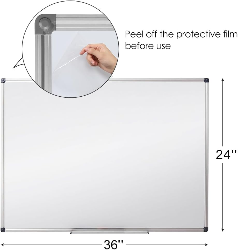 XIWODE 24x36 Inch Magnetic Dry Erase Whiteboard, Silver Aluminum Frame Wall-Mounted, No Ghosting Anti-Stain Easy Clean for Home School Office Conference Room