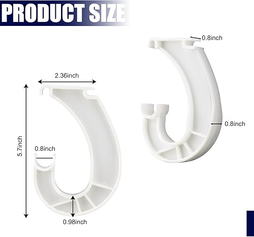 Miniatura 2 de 4 soportes de barra de armario colgantes, soportes resistentes en forma de J para colgar ropa, almacenamiento de armarios y cortinas, soporte de