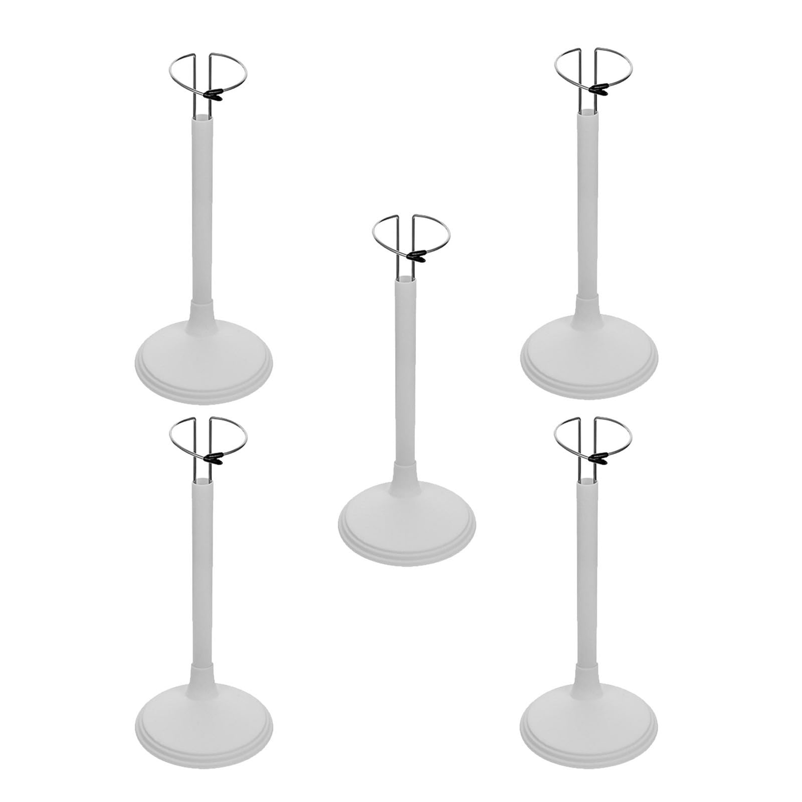 Support de Poupées Réglable en Pvc et Métal Blanc, Lot de 5 Pièces, Multifonctionnel pour Marionnettes et Animaux en Peluche, pour Bureau ou Décoration de Maison de Poupée