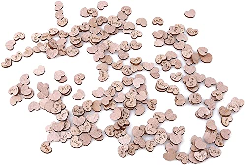 100 pezzi rustici in legno a forma di cuore, decorazione da spargere sulla tavola per feste di matrimonio