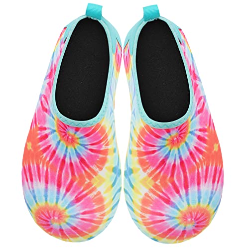 Summer Breathable Aqua Water Sports Shoes for Kids,Sand Swim Colorful Pink Blue US 4-4.5 M Big Kid