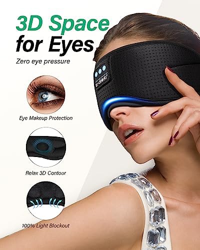 LC-dolida Sleep Headphones, White Noise Bluetooth Sleep Mask 3D Wireless Eye Mask Sleeping Headphones, Sleep Mask with Bluetooth Headphones for Side Sleepers Travel Yoga, Cool Gifts - 1