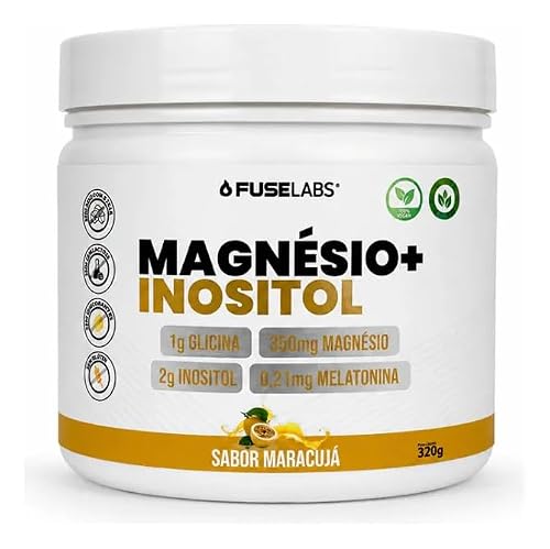 Magnesio + Inositol Fuse Labs, com Melatonina, Magnésio Inositol e Glicina, 320g Sabor Maracujá.