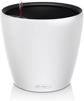 CLASSICO Color LS 21 White, Self-Watering Round Planter, D8.7 H7.9 in