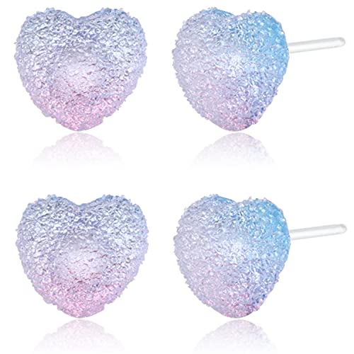 Plastic Earrings, KMEOSCH 2 Pairs Plastic Suger Star Earrings Studs for Sensitive Ears Earrings Studs Hypoallergenic With Plastic Post For Women Costume Party Jewelry - Main Image