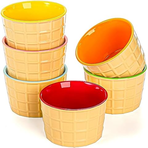 Elsjoy Set of 6 Ceramic Ice Cream Cups Cover
