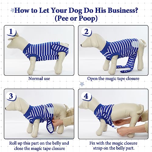 Image of IDOMIK Dog Recovery Suit for Neuter Spay,Anti-Licking Dog Surgical Bodysuit | Soft Dog Recovery Onesie Protects Abdominal Wounds, Easy to Wear, Easy Potty Breaks, E-Collar Cone Alternative,Stripes,S