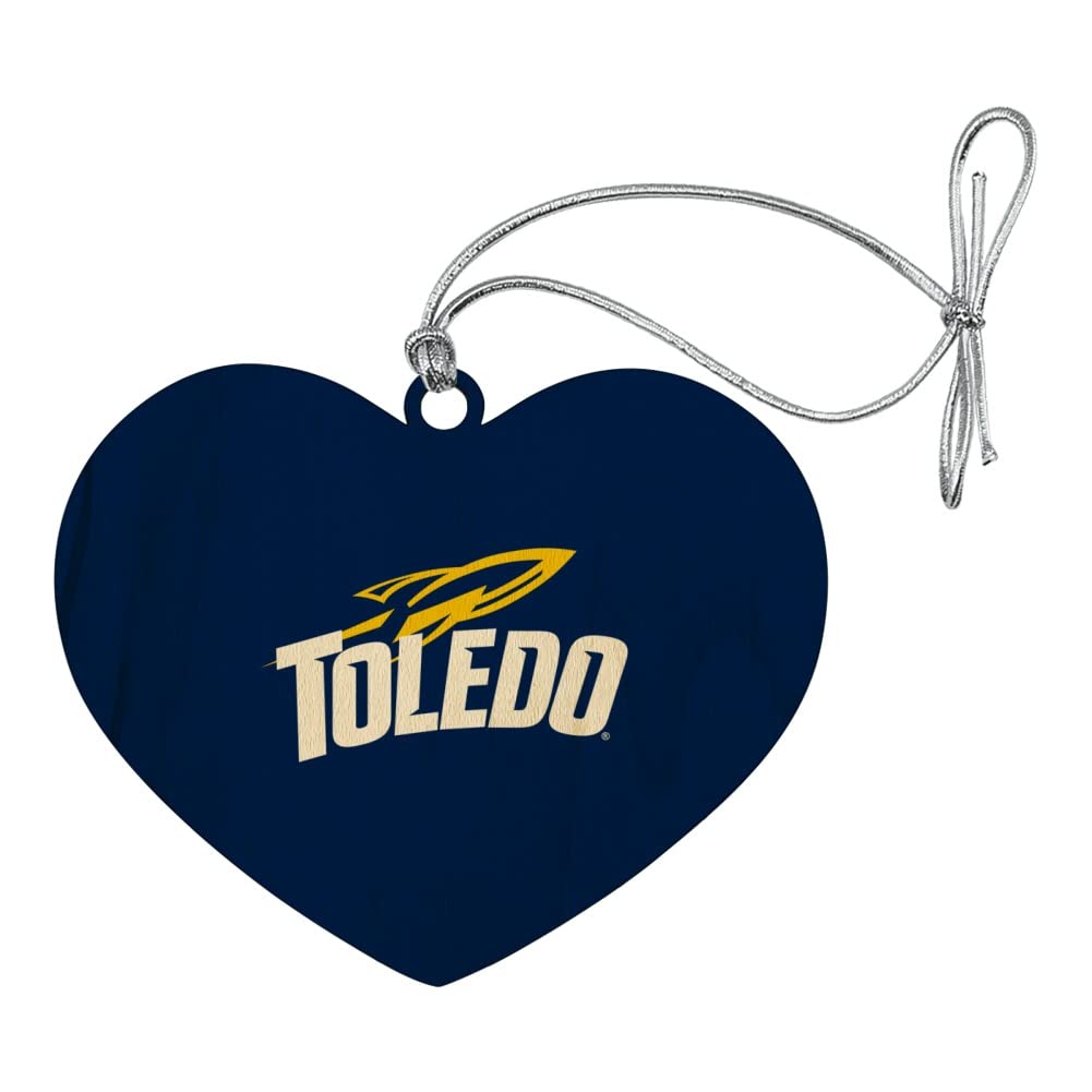 GRAPHICS & MORE University of Toledo Rockets Logo Heart Love Wood Christmas Tree Holiday Ornament