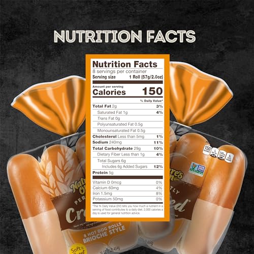 Nature's Own Perfectly Crafted Brioche Style Hot Dog Buns, Non-GMO Hot Dog Rolls, 8 Count