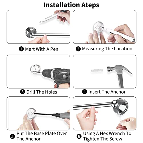 Newfun 8-Pieces Polished Chrome Bathroom Accessories Set, Bathroom Hardware Set Include 2 * 24 Inch Towel Bar, 2*Toilet Paper Holder 2*Towel Ring Towel 2* Towel Hook #TOP6