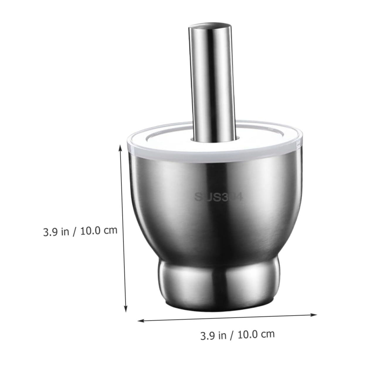 SOLUSTRE Stainless Steel Garlic Muddler Set Cover Traditional Spice Grinding Bowl Sturdy Metal Pestle for Home Use for Crushing Garlic and Chili