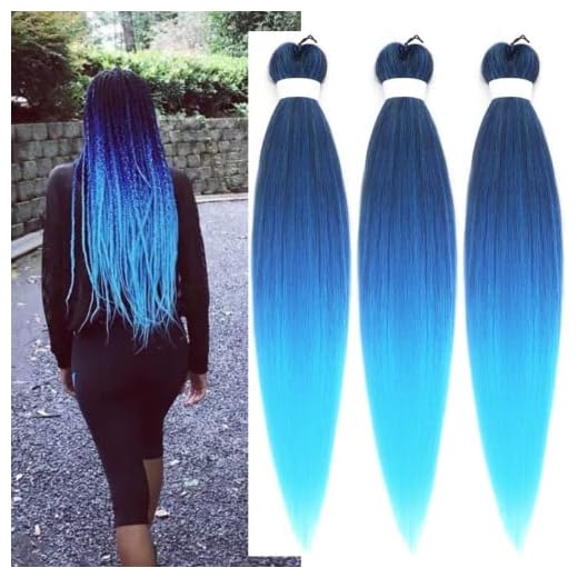 Ombre Blue Braiding Hair Pre Stretched Kanekalon Braiding Hair