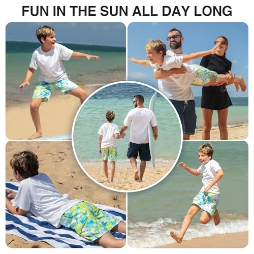 Image of Kanu Surf Boys' Victor Stripe Quick Dry Beach Board Shorts Swim Trunk