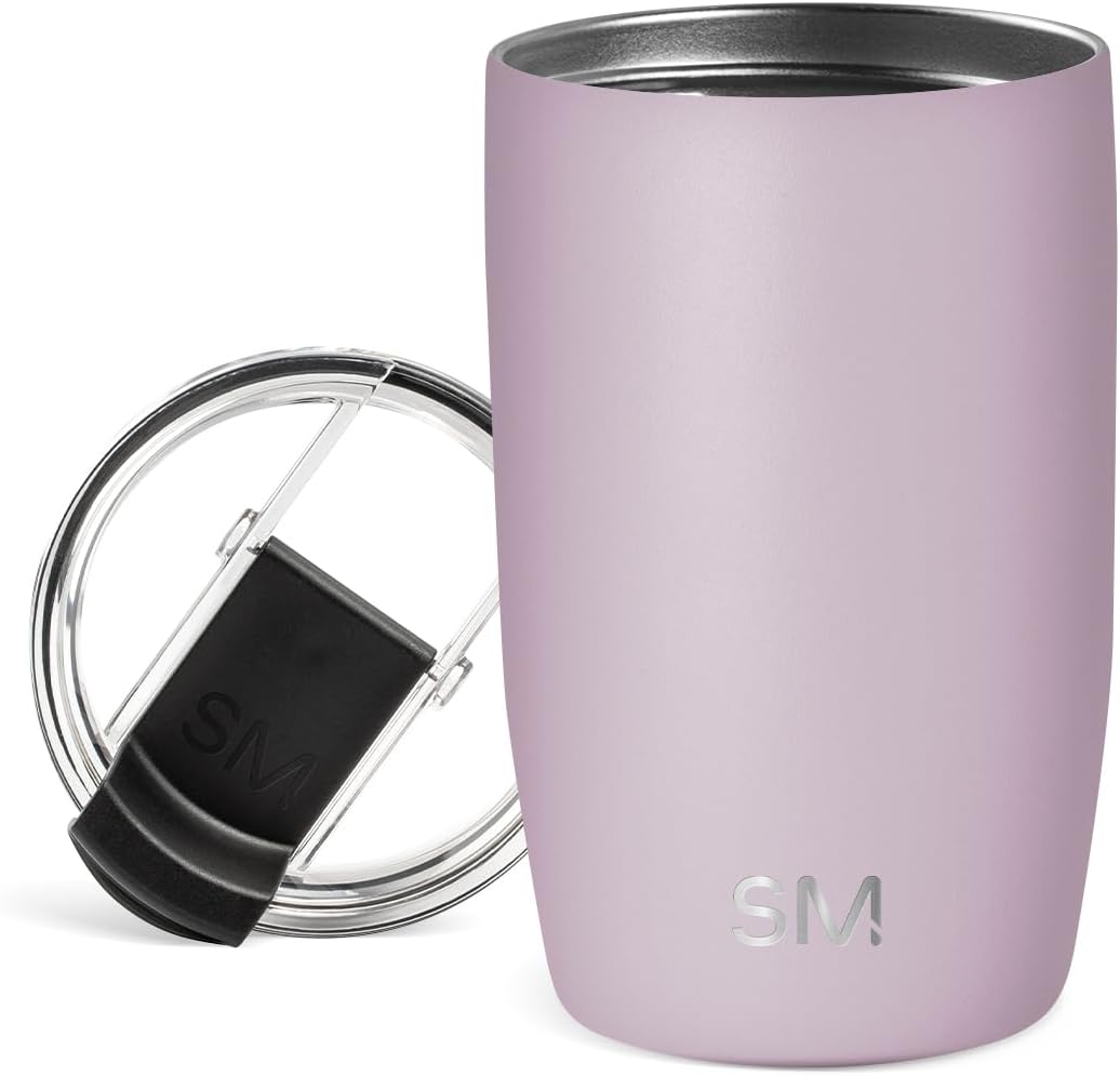 Travel Coffee Mug Tumbler with Flip Lid | Reusable Insulated Stainless Steel Cold Brew Iced Coffee Cup Thermos | Gifts for Women Men Him Her | Voyager Collection | 12oz | Lavender Mist