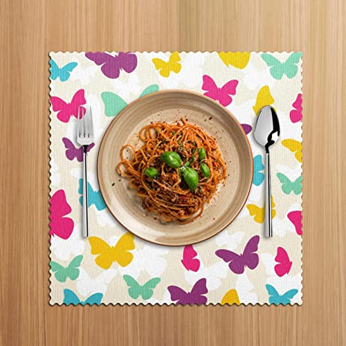 Set de table antidérapant lot de 4 protège-table papillons multicolores 30cm - 6