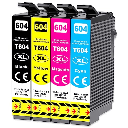 Q-image Compatible T604XL Ink Cartridges multipack Compatible with T604XL Ink Cartridges for Epson Expression Home XP 2200 XP 2205 XP 3200 XP 4200 Workforce WF-2910DWF WF-2930DWF WF-2935DWF WF-2950DWF
