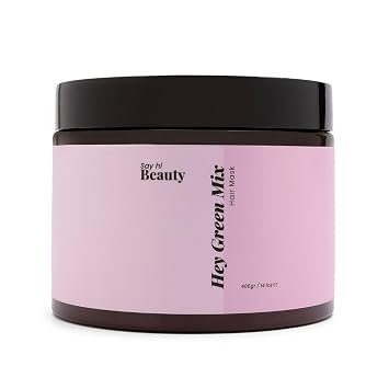 Say Hi Beauty Hey Green Mix Nourishing & Volumizing Hair Mask with Witch Hazel & Mint Deep Conditioning Treatment for Strength, Shine & Breakage Prevention for Dry Damaged Hair | 14.1 oz