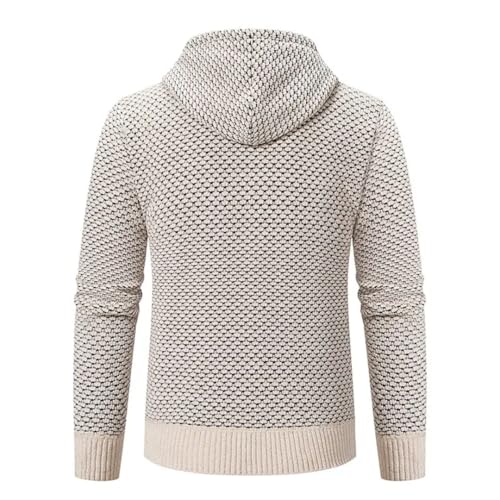 Men Hooded Knit Cardigan Fleece Warm Thick Solid Sweaters Knitted Zipper Sweatercoat3