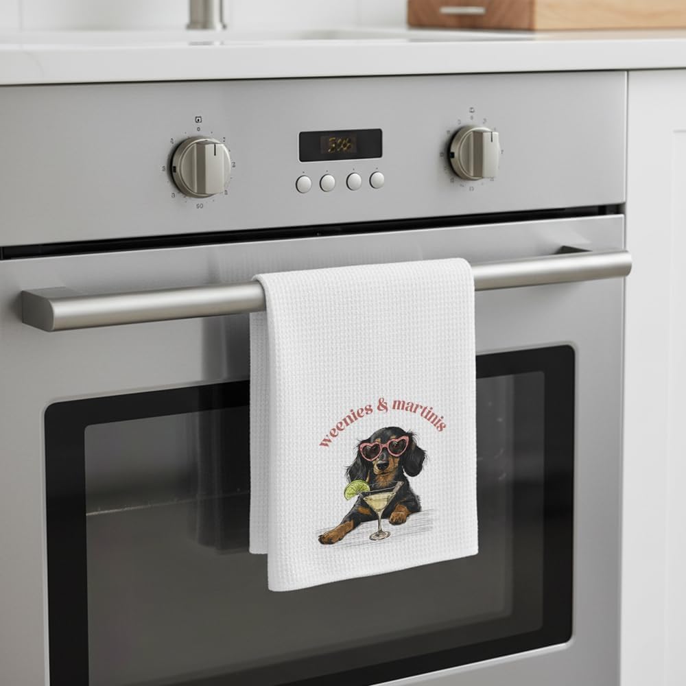 Funny Dachshund Kitchen Dish Towels Gifts for Wome,Hand Towels for Kitchen Decorative,Wiener Dog Dachshund Kitchen Decor Gifts for Christmas,Birthday,Dog Mom,Weenies and Martinis -36 - Image 3