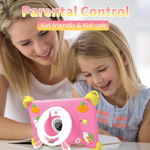Veidoo 7-inch Android Kids Tablet, 2+32GB, Dual Cameras, Shockproof Case, Rabbit Stand Integrated Design, Detachable Shoulder Strap,Quad-Core Processor, iwawaAPP, Parental Control (Pink) by Veidoo - Used condition - Image 5