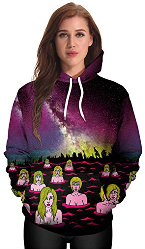 Thenice Women's Long Sleeve Hoodies Sweatshirts (M, Bathing)