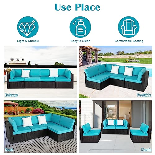 Kinbor 4 Piece Patio Sectional Furniture Outdoor Sofa Set Pe Rattan Conversation Set With Washable Couch Cushions For Backyard, Pool, Lawn, Balcony #TOP4