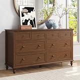 chartustriable 65inch Large Long Drawer Dresser w/Deep Drawers,Rustic Wood 8 Drawer...