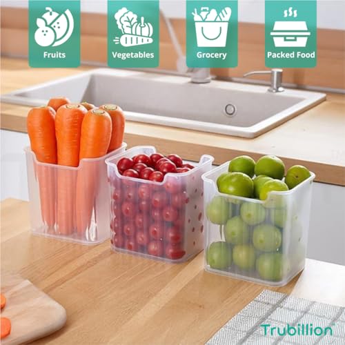 Image of CoolSort, Set of 6 Multipurpose Fridge Storage Boxes for Side Door, BPA-Free, Freezer Safe, Transparent, Durable Design, Space-Saving Organizer for Fruits, Vegetables, Space saving (6)